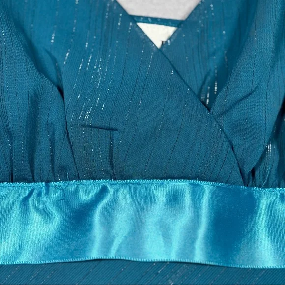 Ally B. Babydoll Sleeveless Tank Top Women's Small Turquoise Shimmer Flowy Y2k - Picture 4 of 9